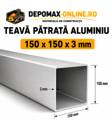 Teava patrata aluminiu 150 x 150 x 3 mm, 6 metri (EN AW-6060)